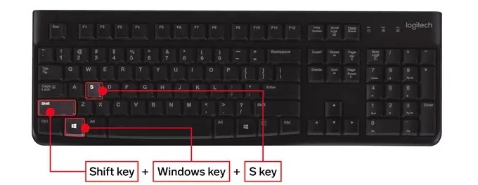 windows key+shift key+S
